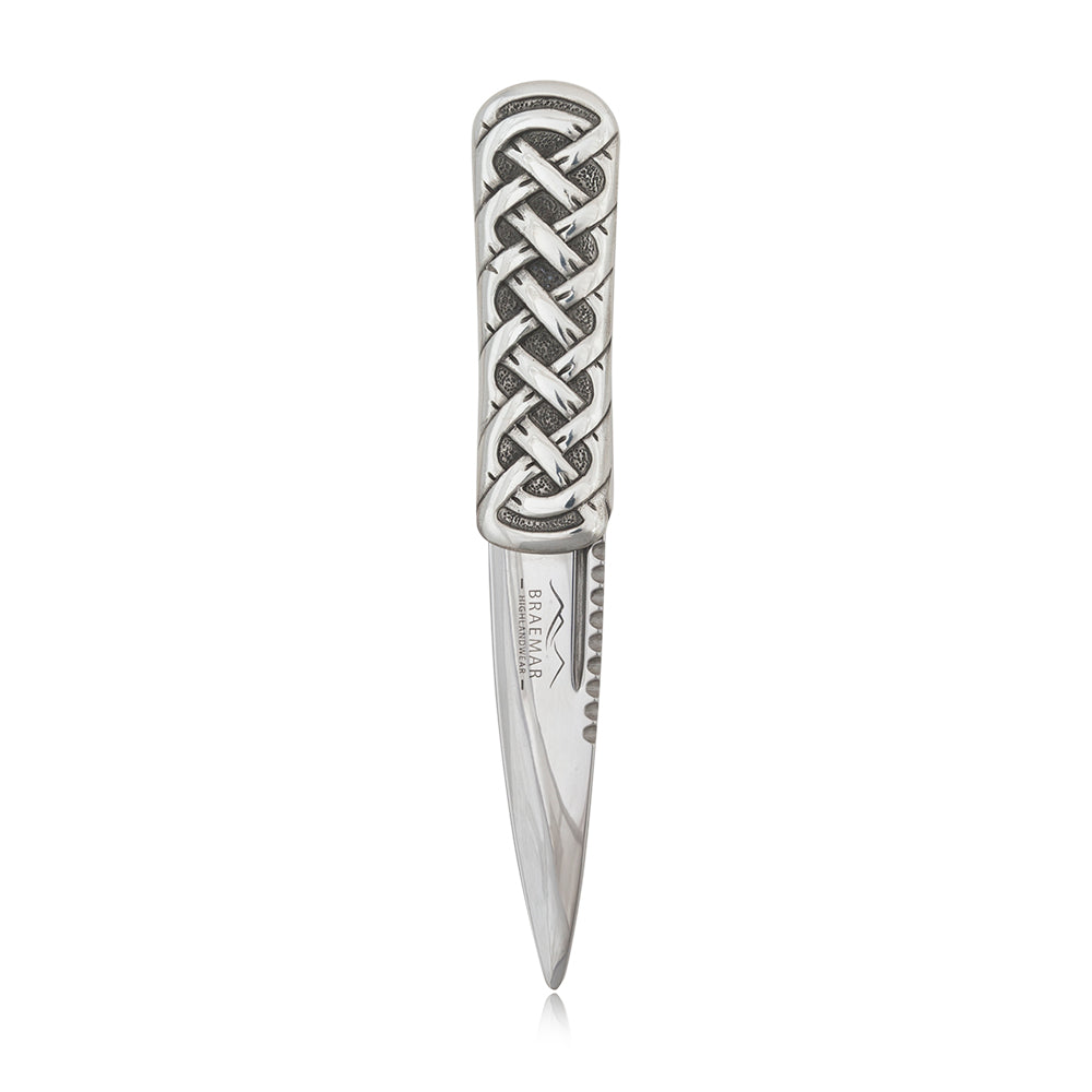 Celtic Weave Pewter Sgian Dubh - Made in Britain - Braemar Highlandwear Polished